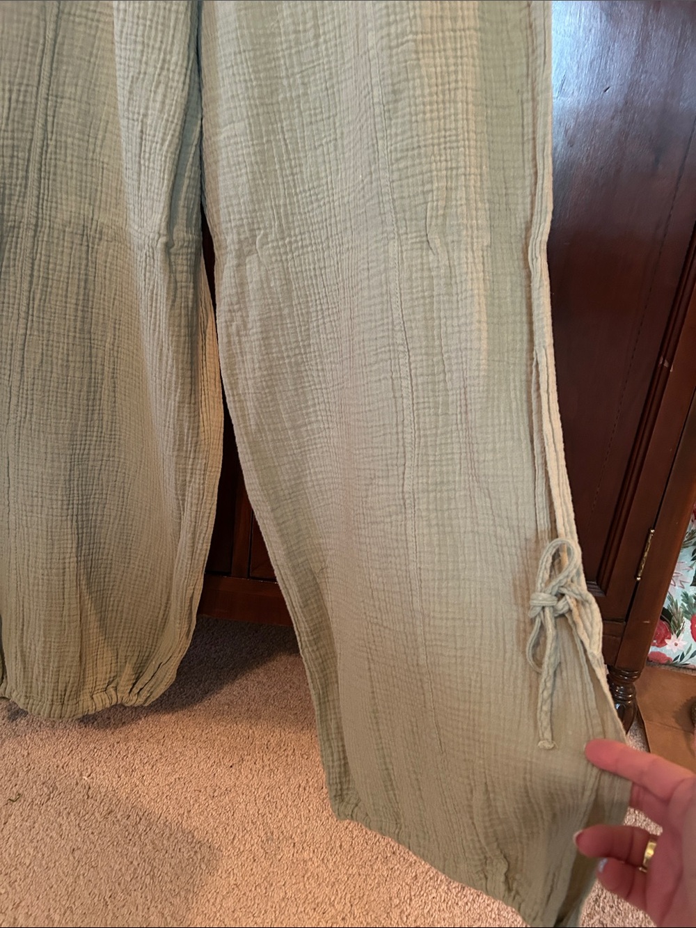 Relaxed Drawstring womens Pants in Sage Green - Picture 8 of 8